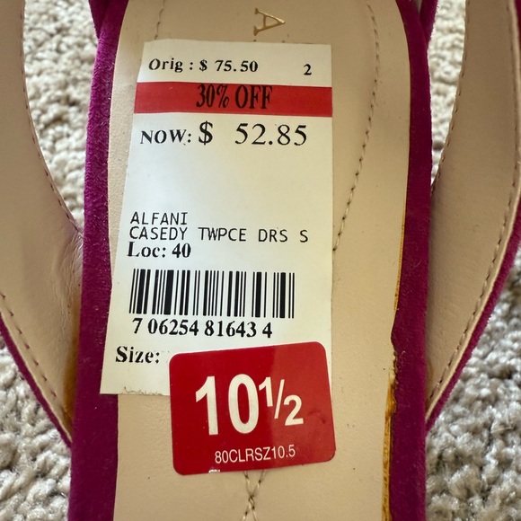 Alfani Women's Magenta Suede Ankle-Strap Heels - Picture 2 of 3